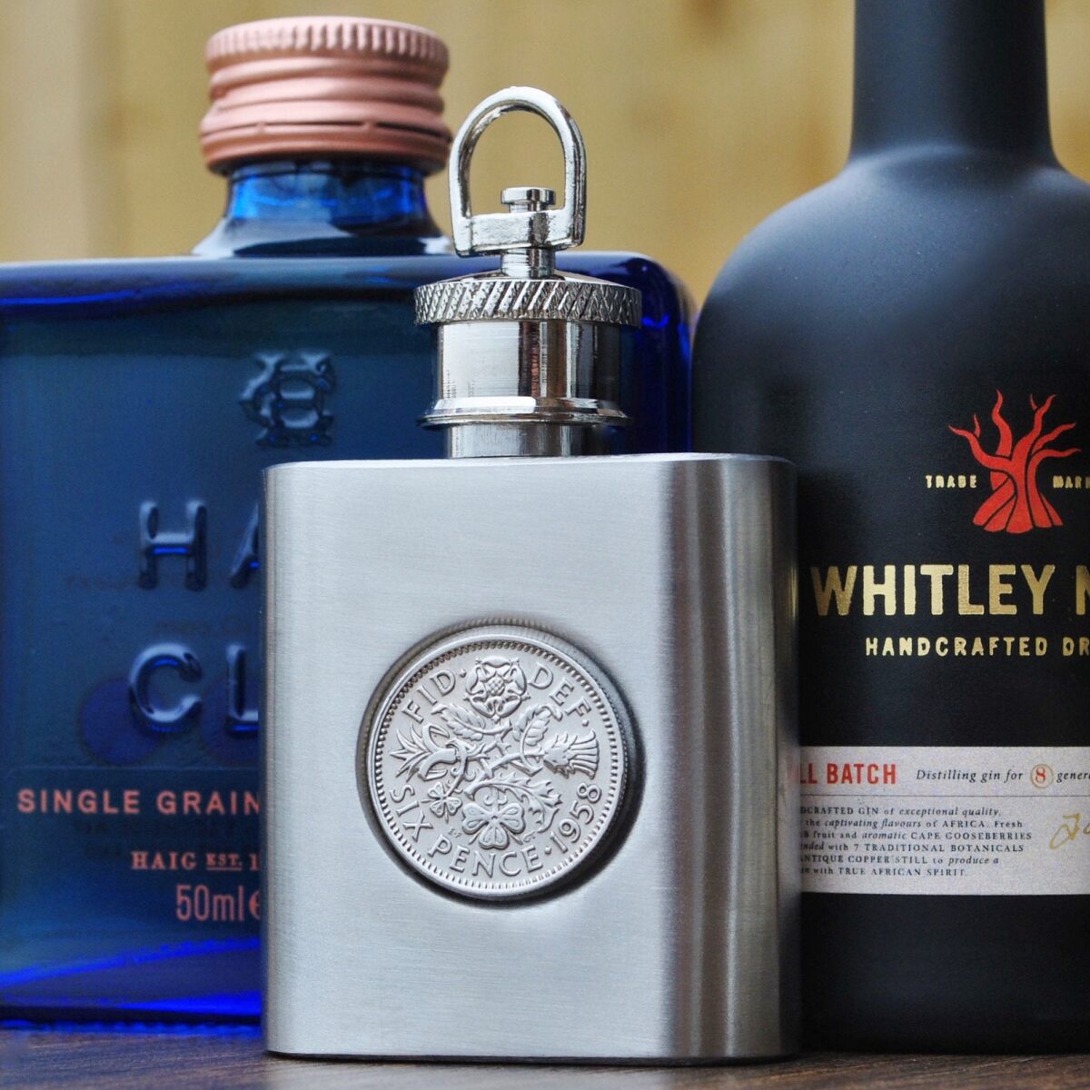 1960 Lucky Sixpence Hip Flask
