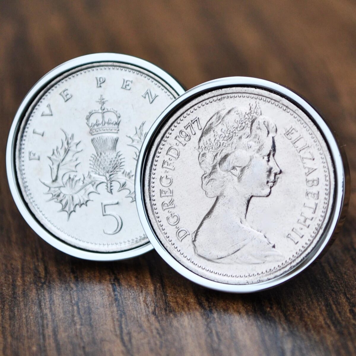 1977 Five Pence Coin Cufflinks