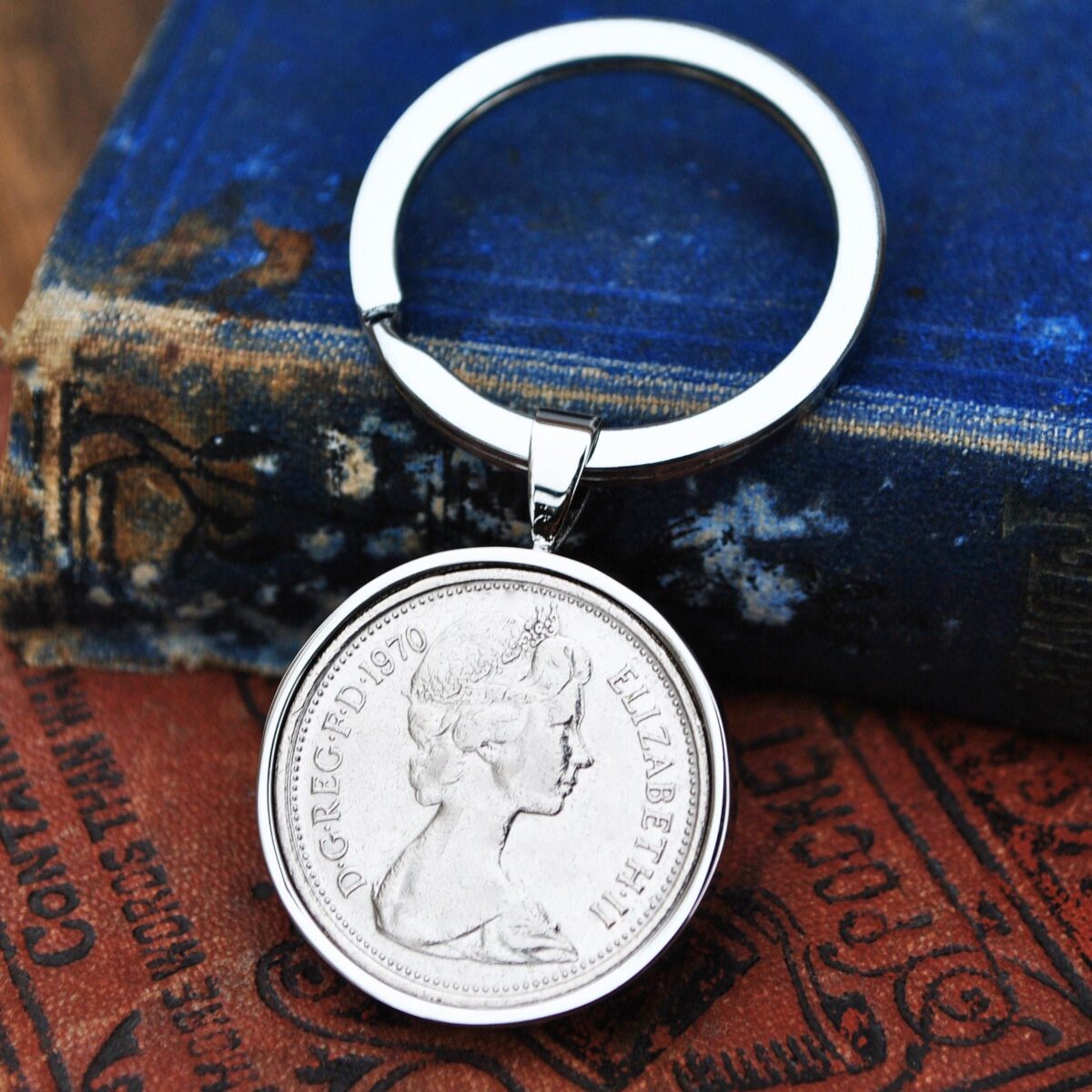 1970 Five Pence Coin Keyring