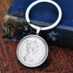 1969 Old Five Pence Coin Keyring