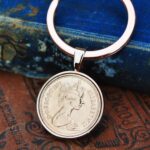 1977 One Pence Coin Keyring 45th Birthday Gift- Rose Gold