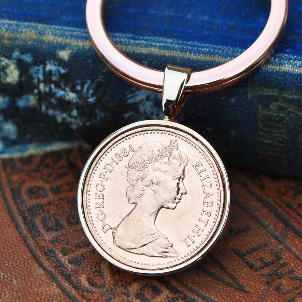 1984 One Pence Coin Keyring