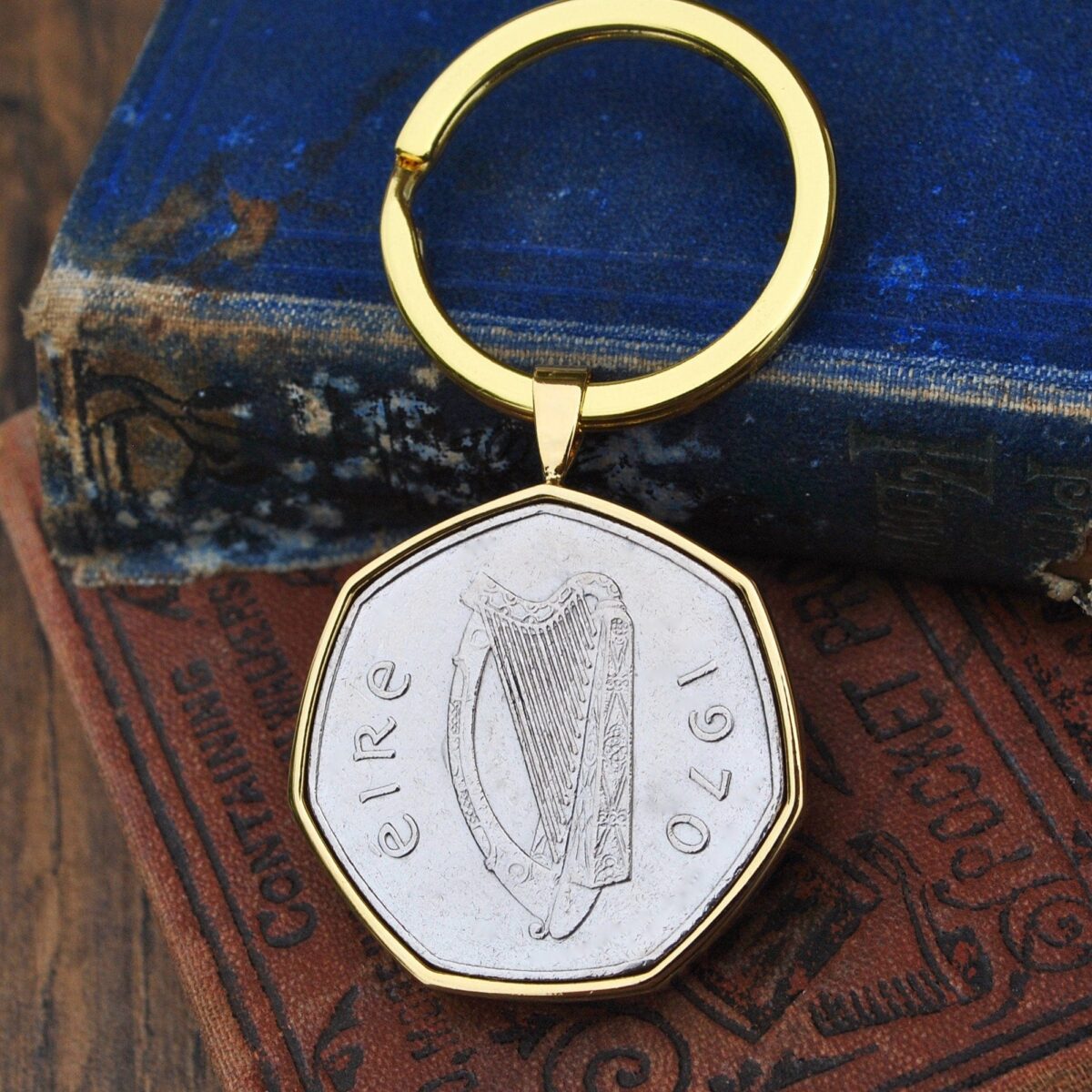 1970 Irish Fifty Pence Coin Keyring