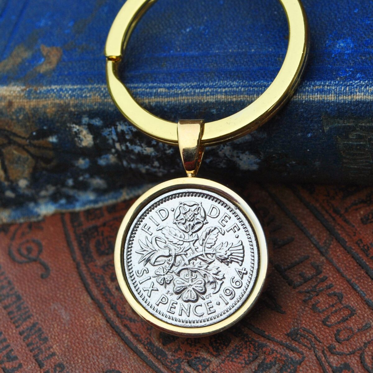 1964 Lucky Sixpence Coin Keyring