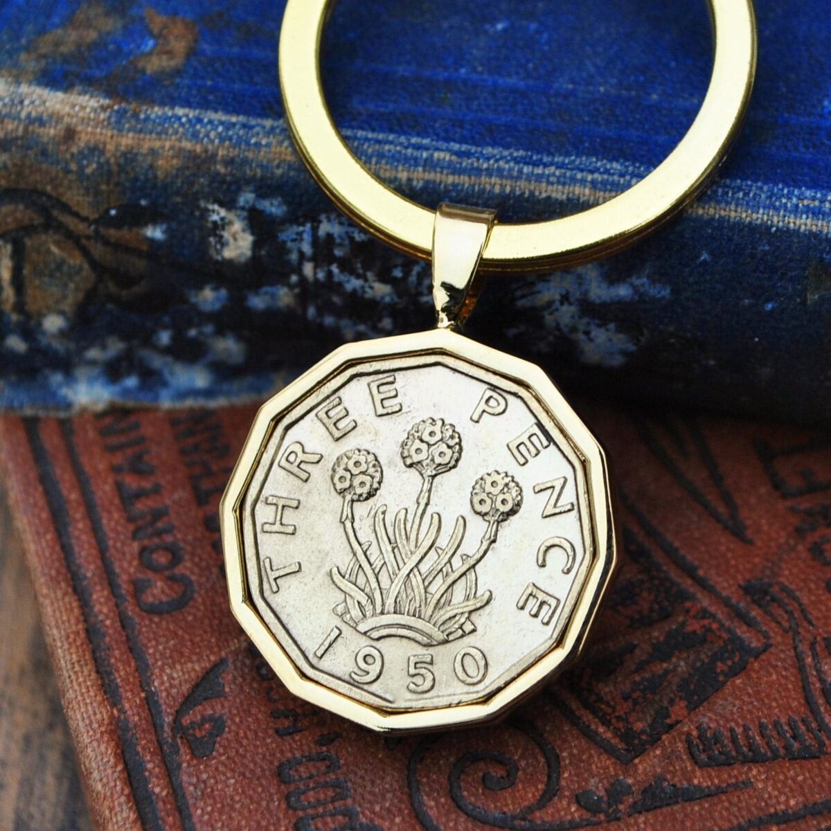 1950 Threepence Coin Keyring