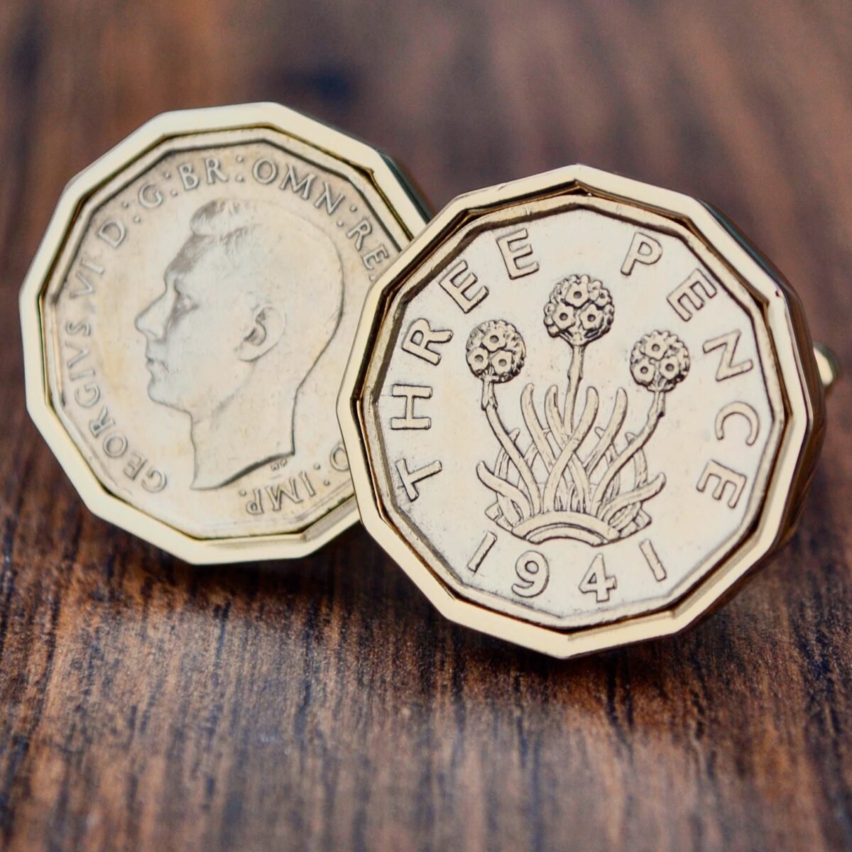1941 Threepence Coin Cufflinks