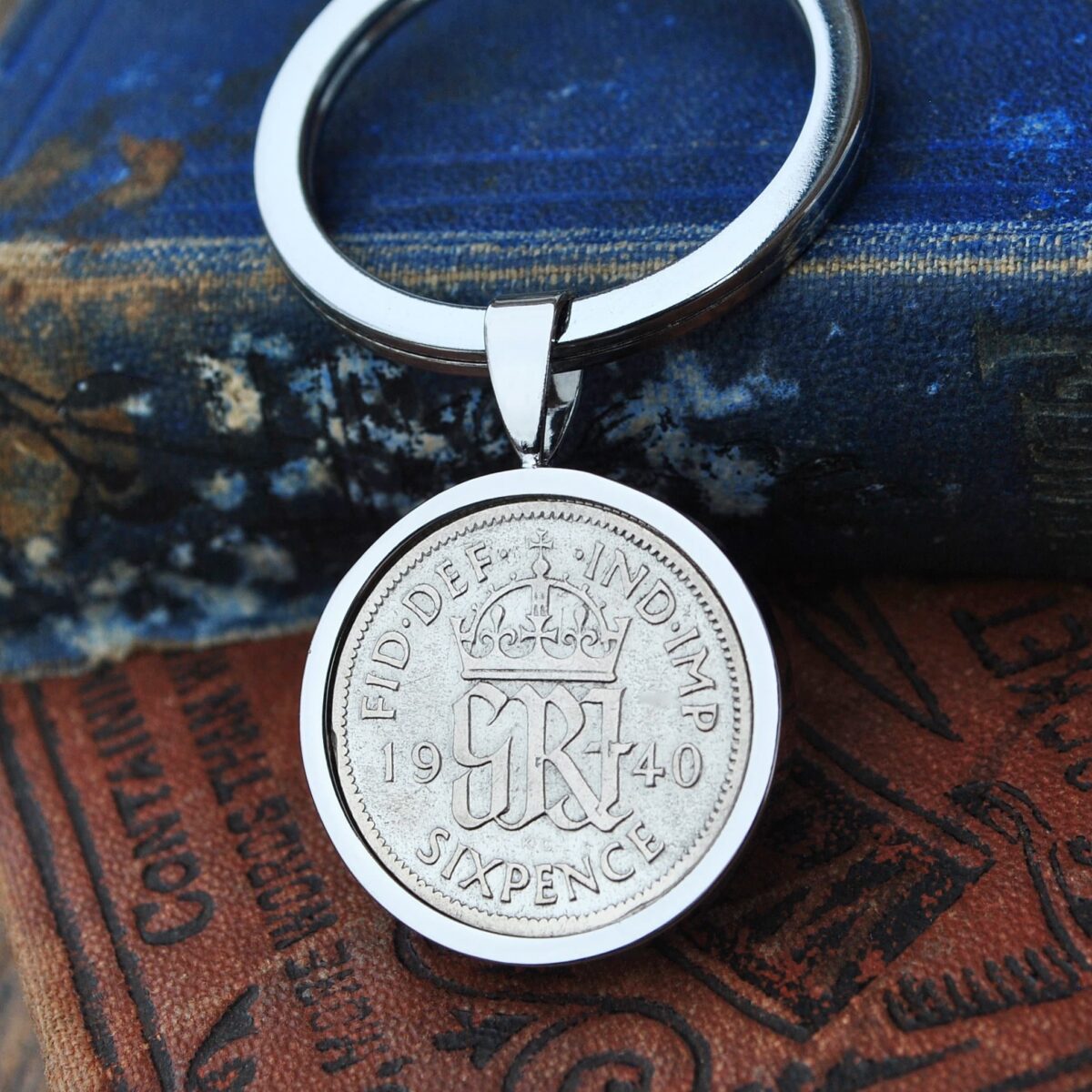 1940 Lucky Sixpence Coin Keyring