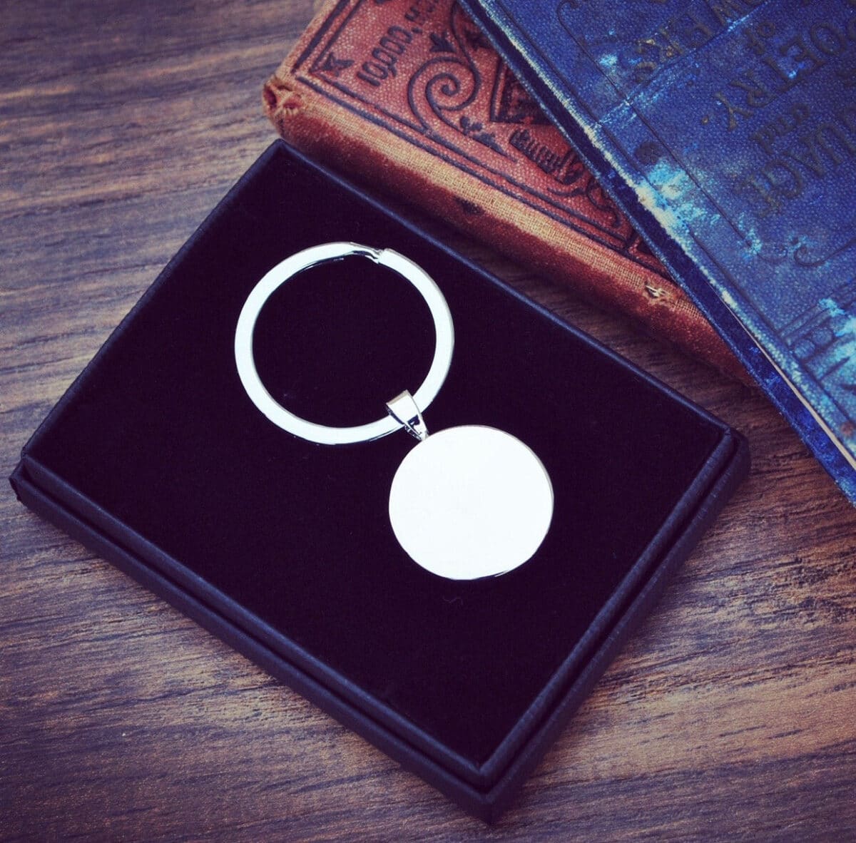 Irish Sixpence Keyring with Wolfhound- Blue Enamel - Heads and Tails Coin Jewellery