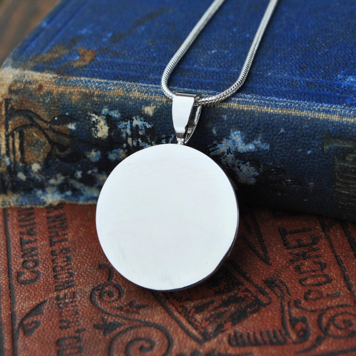 Irish Sixpence Necklace with Wolfhound- Blue Enamel - Heads and Tails Coin Jewellery