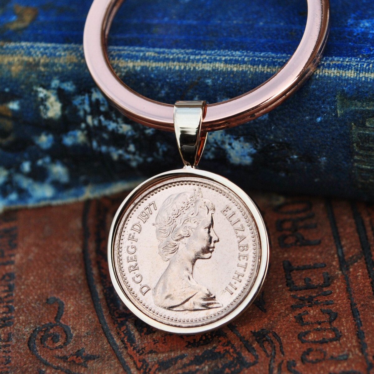 1977 Half Penny Coin Keyring