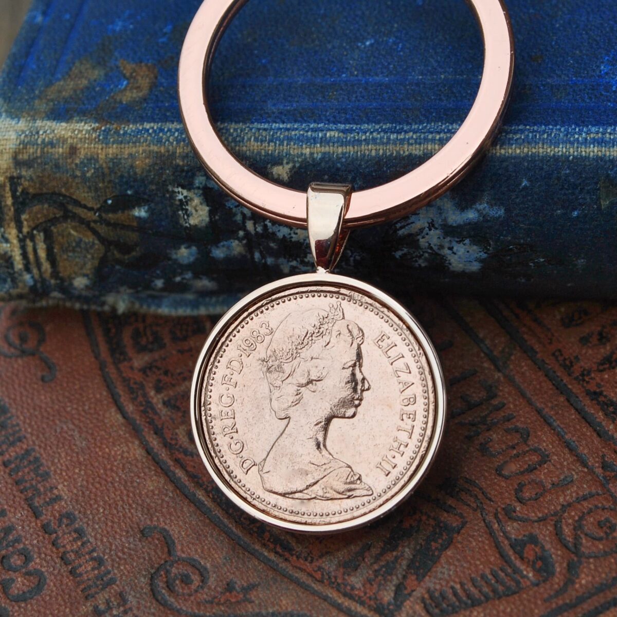 1983 One Penny Coin Keyring
