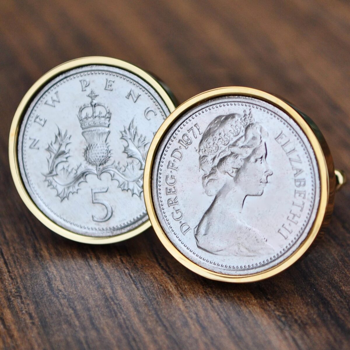 1971 Old Five Pence Coin Cufflinks