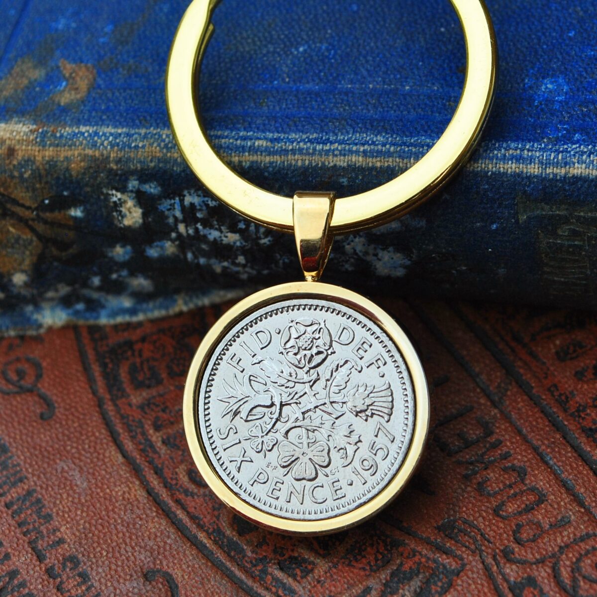1957 Lucky Sixpence Coin Keyring