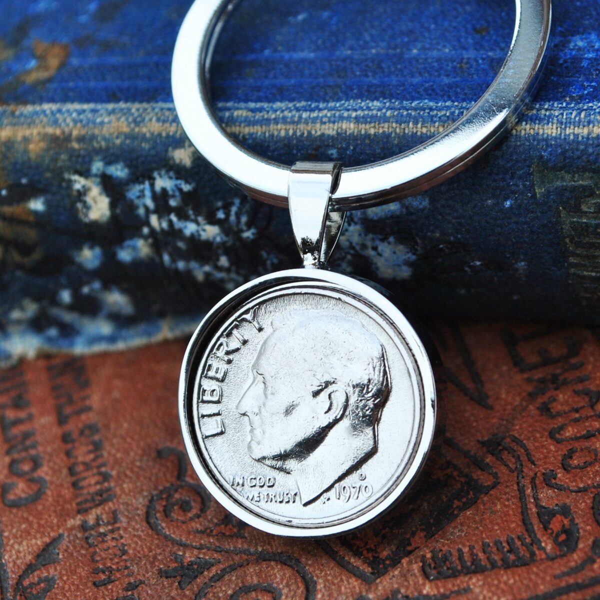 1970 U.S. Dime Coin Keyring