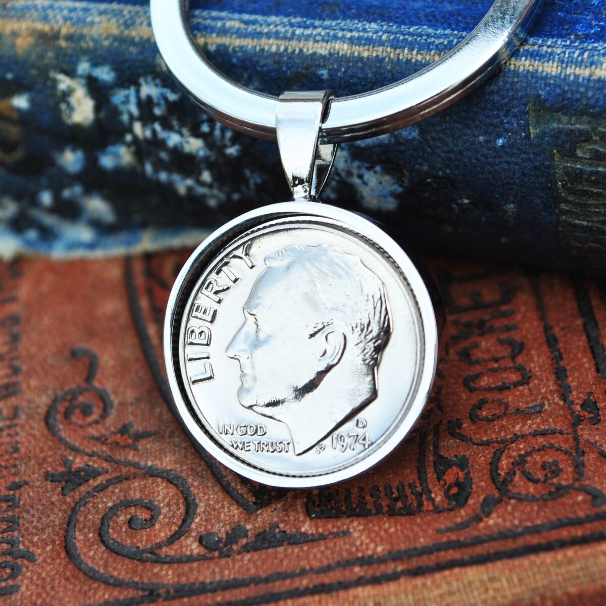 1974 U.S. Dime Coin Keyring