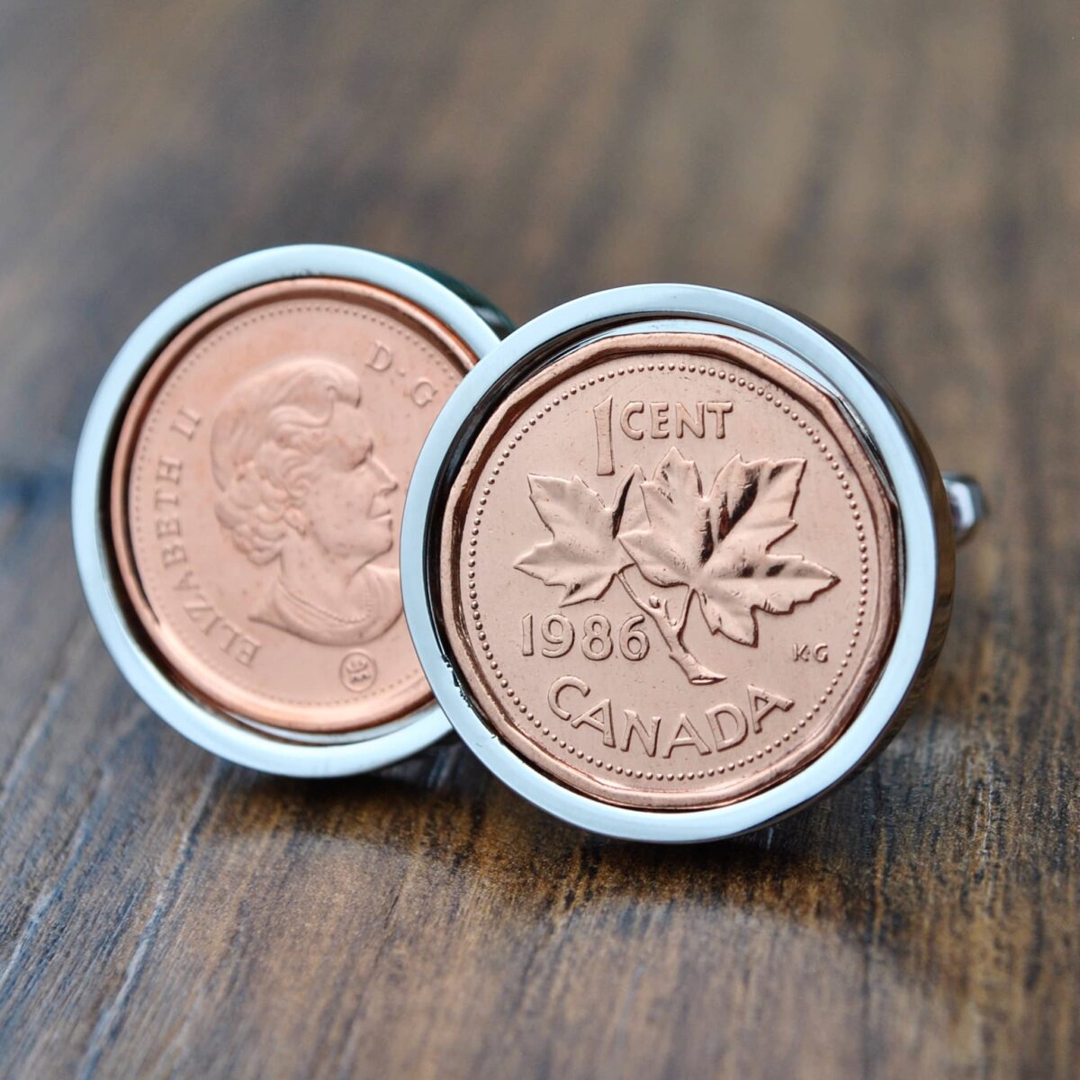 1986 Canadian Penny Coin Cufflinks