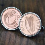1986 Irish One Penny Cufflinks, 40th Birthday Gift- Silver