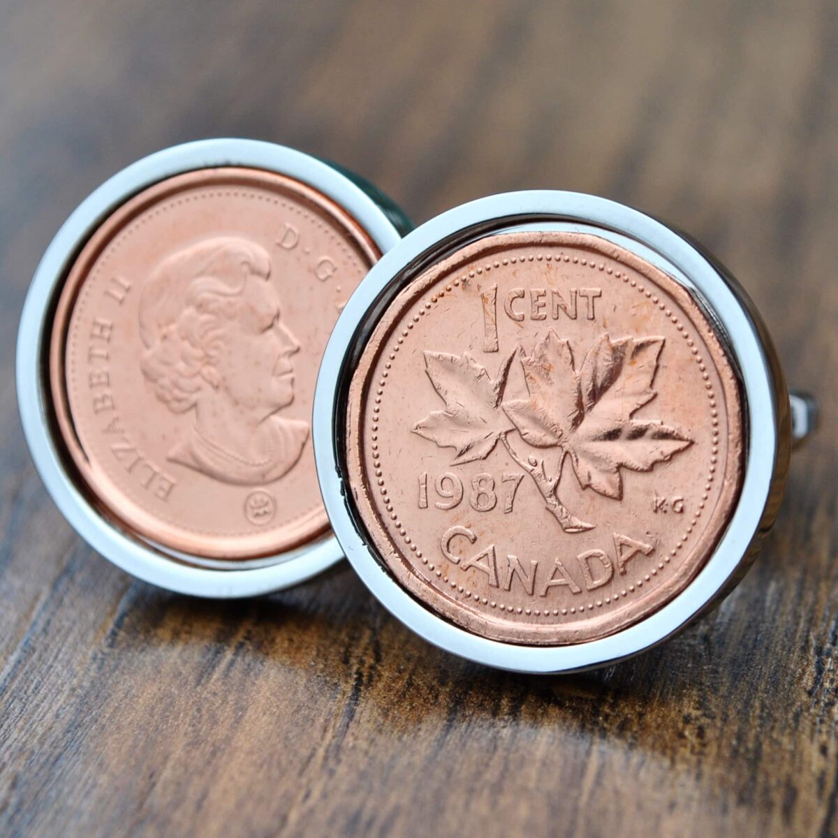 1987 Canadian Penny Coin Cufflinks