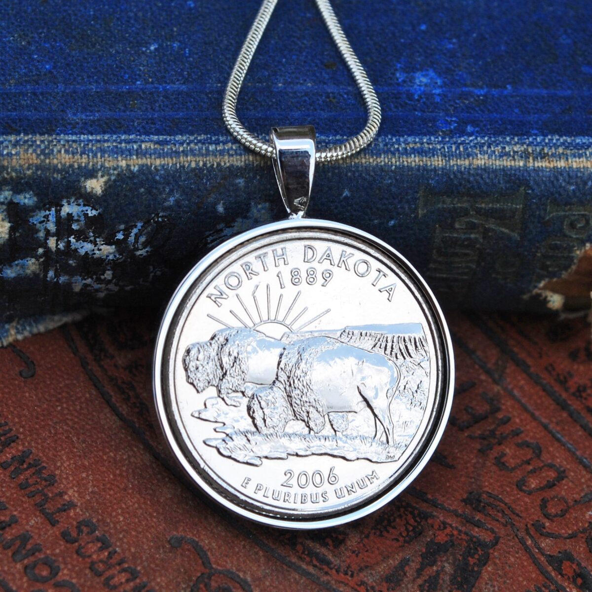 North Dakota State Quarter Coin Necklace