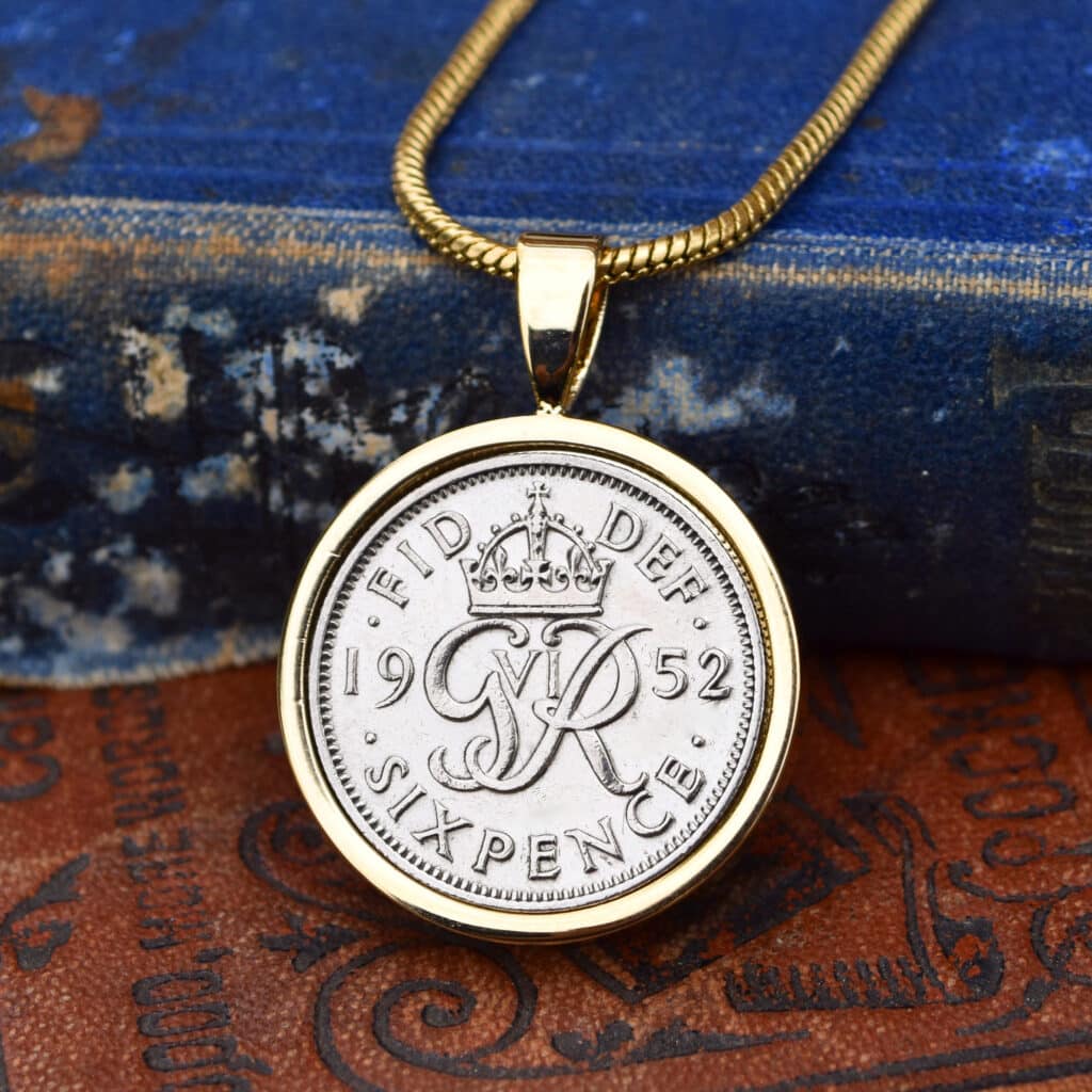 1952 Lucky Sixpence Coin Necklace, 70th 