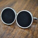 Dark Black Leather Anniversary Cufflinks, 3rd Leather Anniversary Gift - Dark Brown