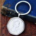 1970 Fifty Pence Coin Keyring- Silver