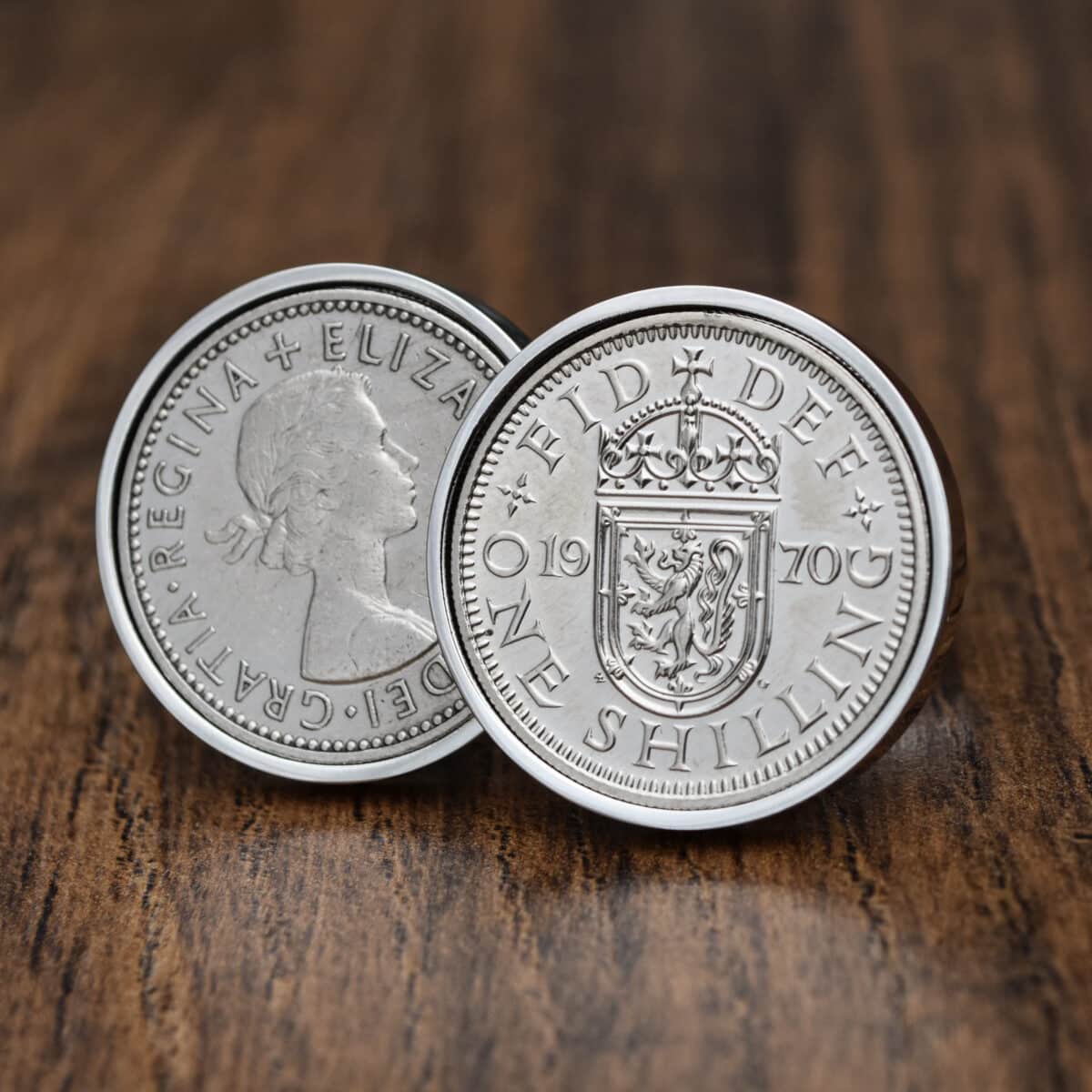 1970 Shilling Coin Cufflinks- Silver