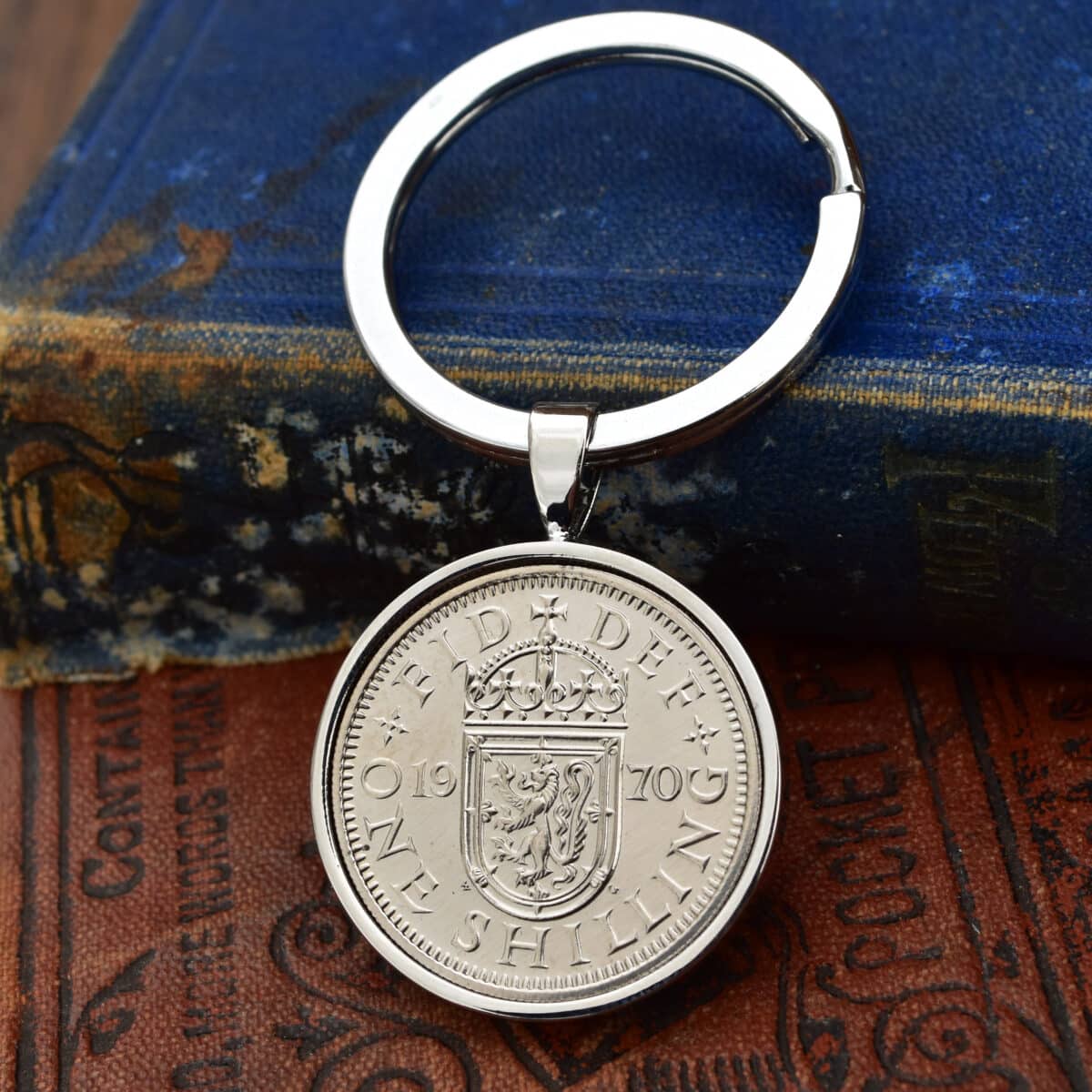 1970 Shilling Coin Keyring- Silver