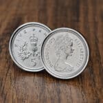 1972 Old Five Pence Coin Cufflinks- Silver