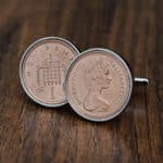 1972 One Pence Coin Cufflinks- Silver