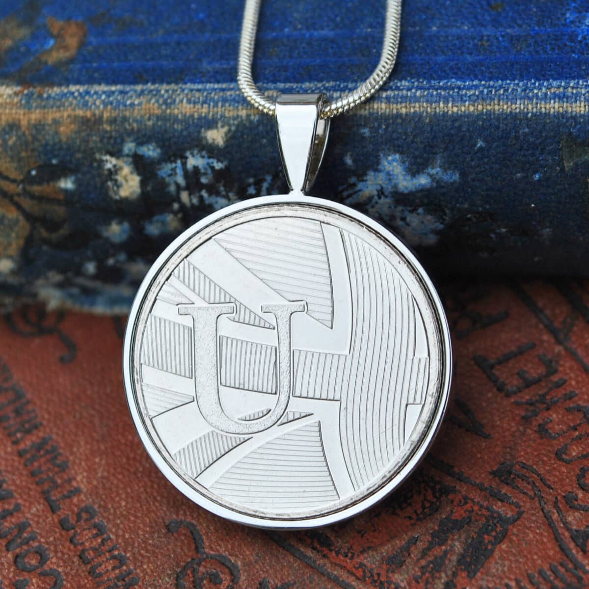U for Union Flag , A to Z Ten Pence Necklace - Heads and Tails Coin Jewellery