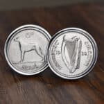 1928 Irish Sixpence Coin Cufflinks - Silver