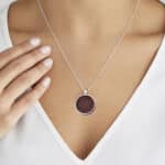 Dark Brown Leather Anniversary Necklace on Model