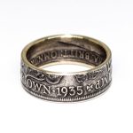 1935 Half Crown Coin Ring, 90th Birthday Gift - Sterling Silver