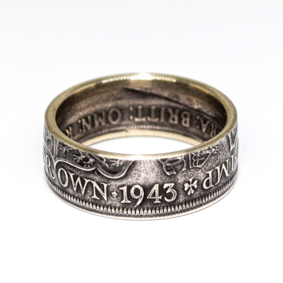 1943 Half Crown Coin Ring, 82nd Birthday Gift - Sterling Silver - Image 1