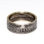 1943 Half Crown Coin Ring, 82nd Birthday Gift - Sterling Silver