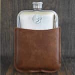2001 U.S. Dime Coin Hip Flask, 24th Birthday Gift- Brown Leather