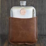 2005 Canadian Penny Coin Hip Flask, 20th Birthday Gift- Brown Leather