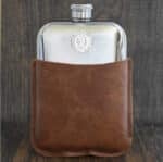 2012 Twenty Pence Coin Hip Flask, 13th Birthday Gift- Brown Leather
