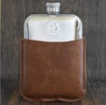 2013 Ten Pence Coin Hip Flask, 12th Birthday Gift- Brown Leather