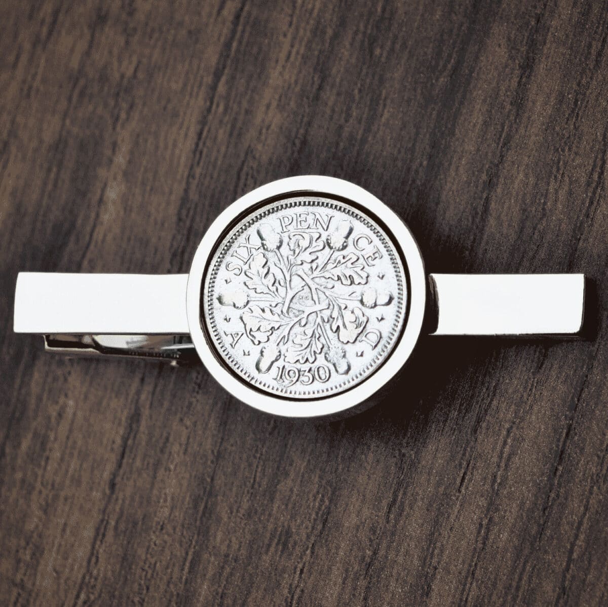 1930 Lucky Sixpence Coin Tie Clip, 95th Birthday- Silver - Heads and Tails Coin Jewellery