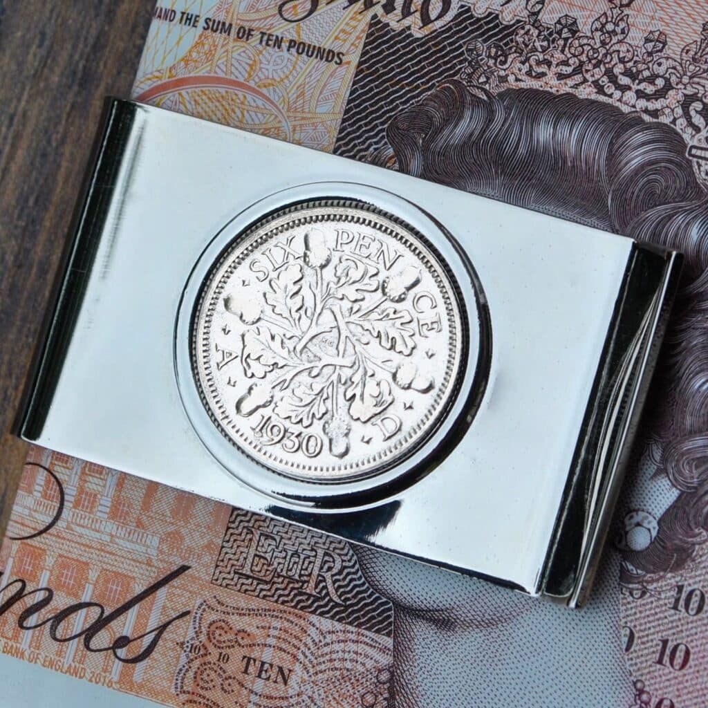 1930 Sixpence Money Clip- Silver