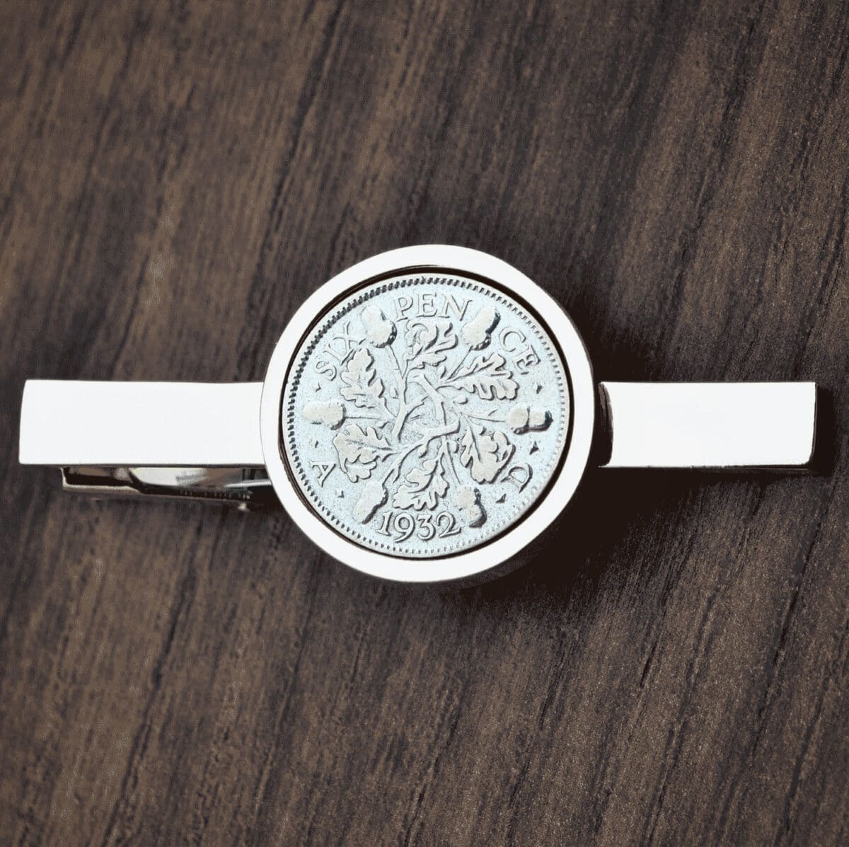 1932 Lucky Sixpence Coin Tie Clip, 93rd Birthday- Silver - Heads and Tails Coin Jewellery
