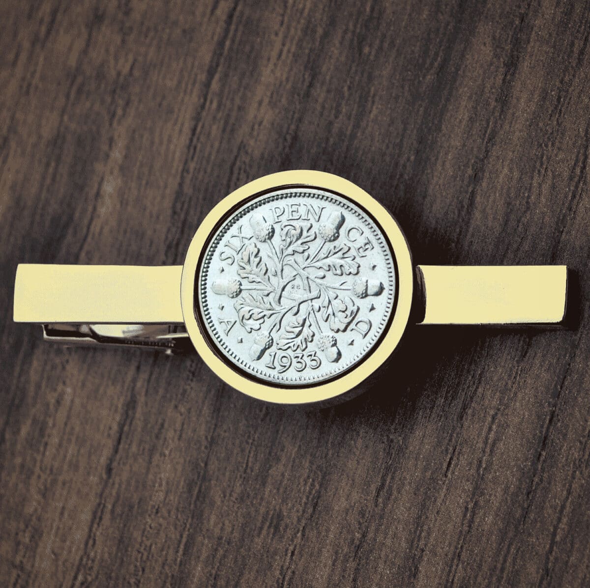 1933 Lucky Sixpence Coin Tie Clip, 92nd Birthday- Gold - Heads and Tails Coin Jewellery