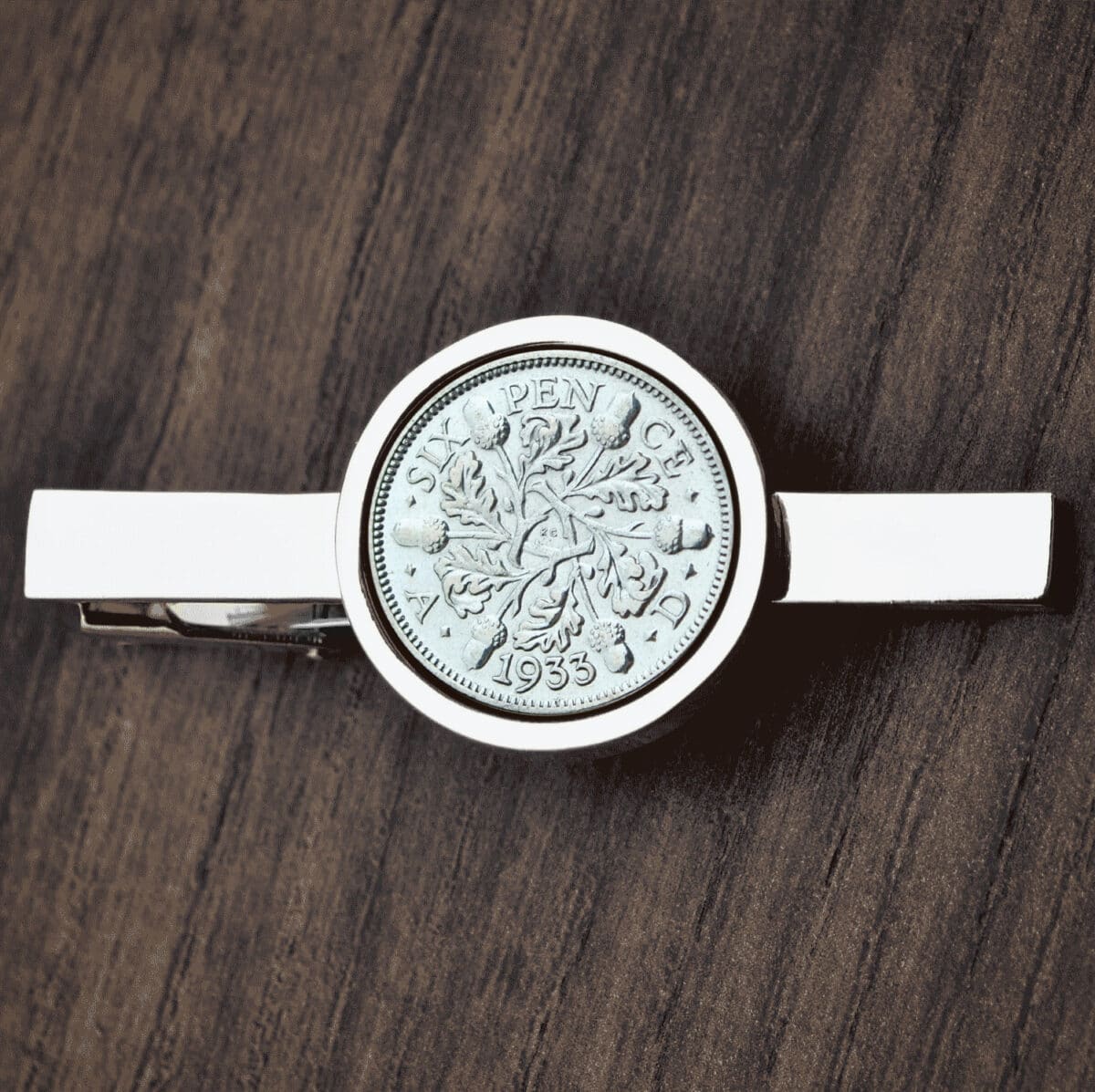 1933 Lucky Sixpence Coin Tie Clip, 92nd Birthday- Silver - Heads and Tails Coin Jewellery