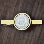 1943 Lucky Sixpence Coin Tie Clip, 82nd Birthday- Gold