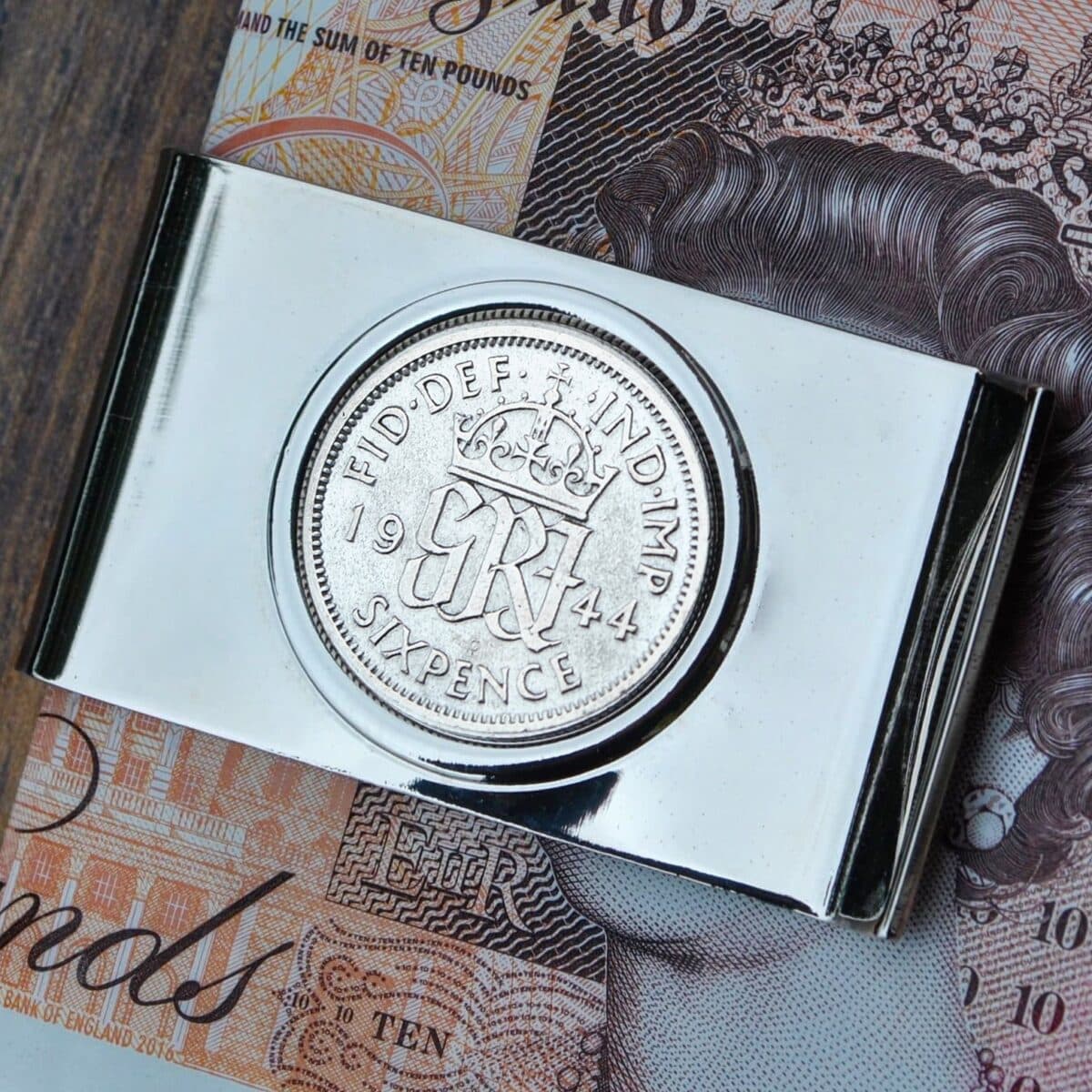 1944 Lucky Sixpence Money Clip, 81st Birthday Gift - Image 1