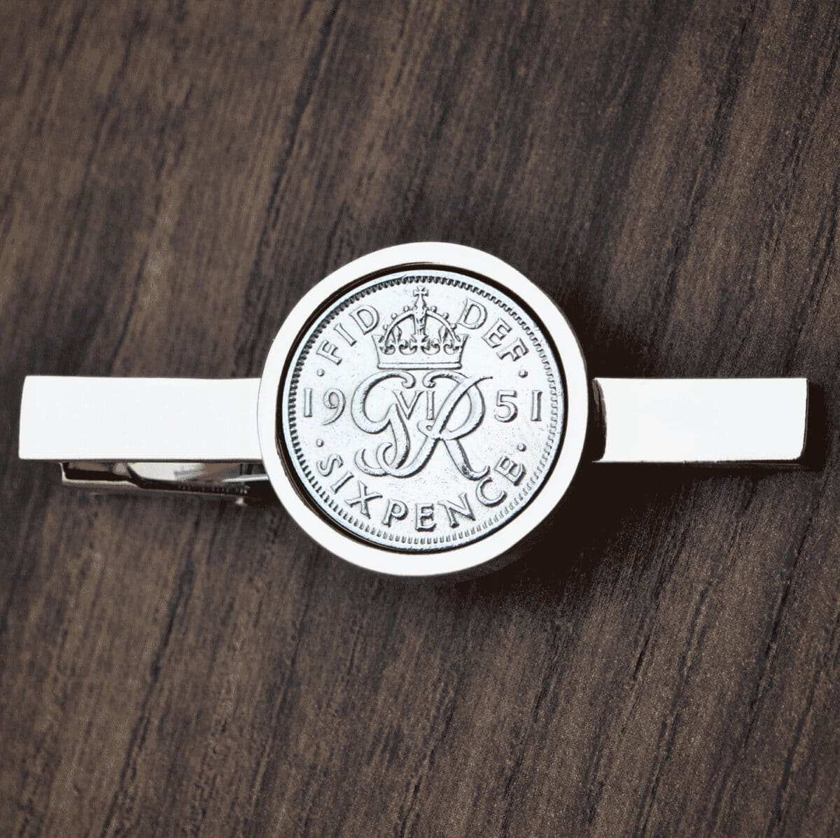 1951 Lucky Sixpence Coin Tie Clip, 74th Birthday- Silver - Heads and Tails Coin Jewellery