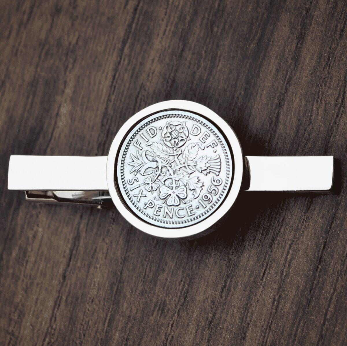 1956 Lucky Sixpence Coin Tie Clip, 69th Birthday- Silver - Heads and Tails Coin Jewellery