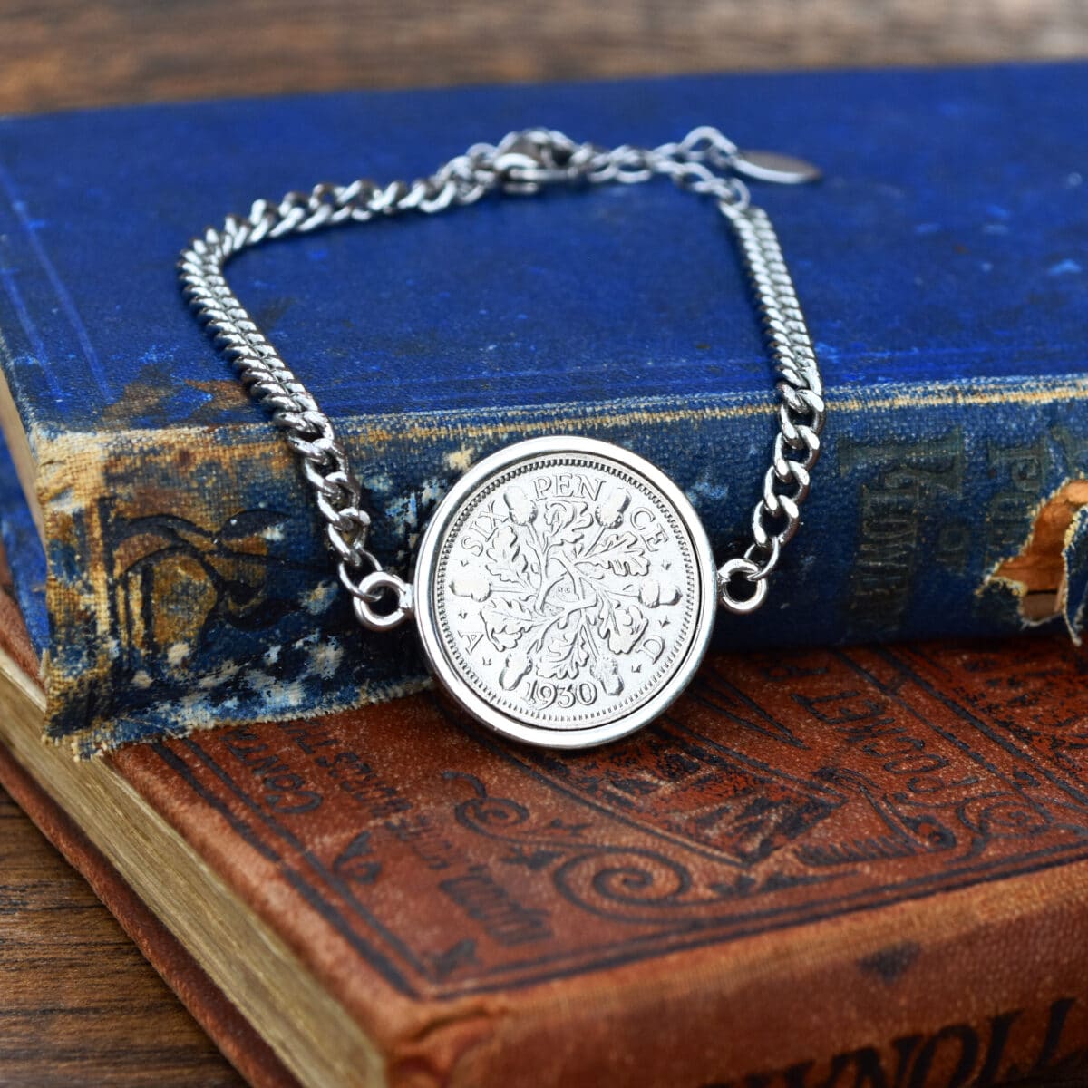 1930 Lucky Sixpence Coin Bracelet, 95th Birthday Gift- Silver - Heads and Tails Coin Jewellery